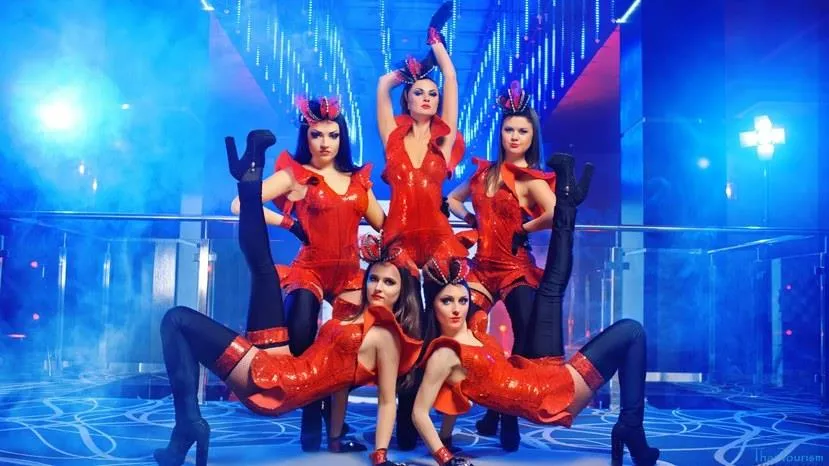 Performers on stage at an evening show in Pattaya