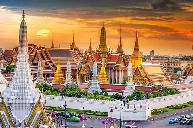 Bangkok's temple spires at sunset